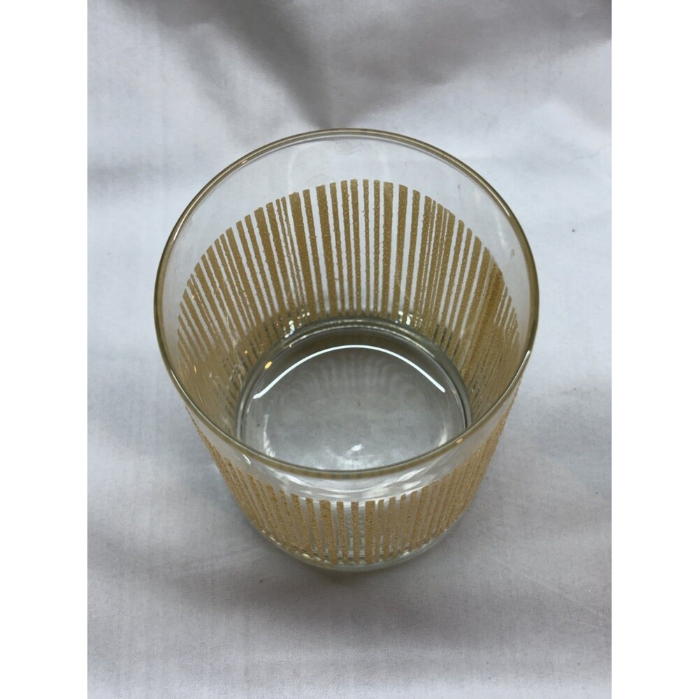 Vintage Georges Briard Gold Icicle Lowball Barware Glasses Textured Lot of 4 - Picture 8 of 10